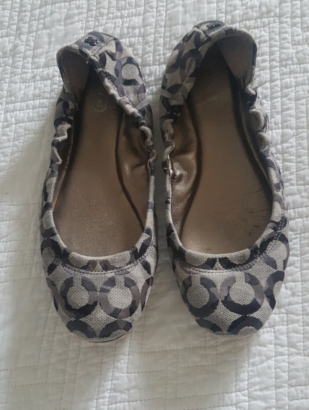 Coach Signature Canvas Ballet Flats in Brown/Beige